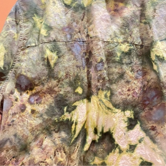 Men's tie dye linen cotton blend button down camp shirt short sleeve green 3XL - Picture 7 of 10